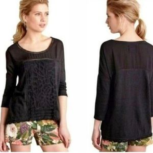 MEADOW RUE TAYRONA BLACK LACE TOP